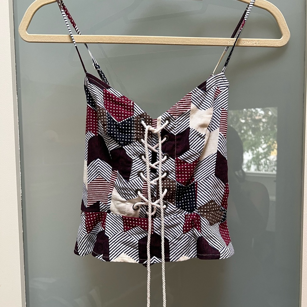 Free People Patchwork Lace Up Corset